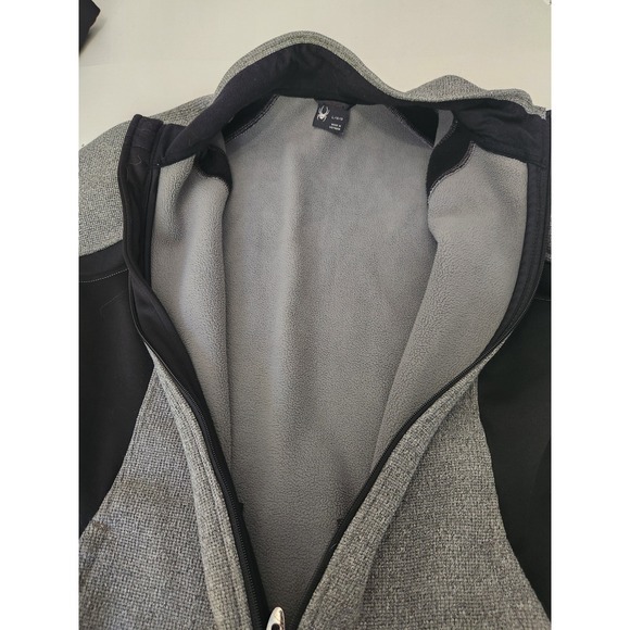 Spyder Full Zip Jacket‎ Gray & Black Sweater Knit Mock Neck Outdoor Activewear - Picture 6 of 12